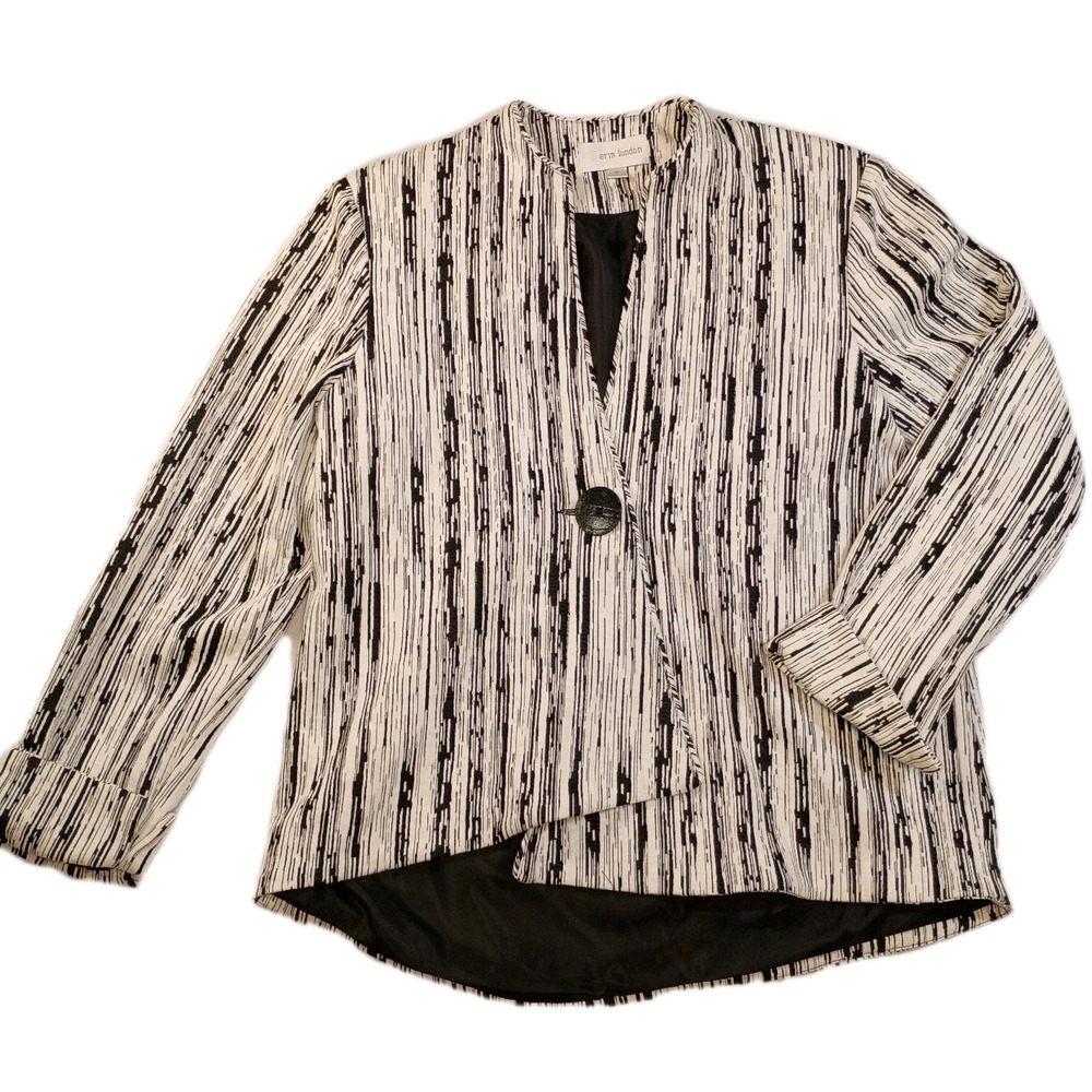 Erin London Crossover‎ Blazer Womens M black white stripes Steampunk Whimsigoth